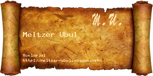 Meltzer Ubul névjegykártya